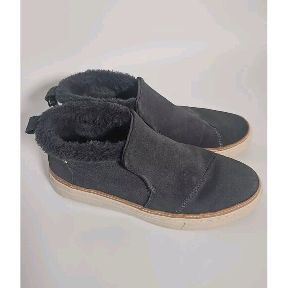 Toms Comfort Shoes Womens Size 6.5W Gray Paxton Suede Faux Fur Lined Slip On - Picture 2 of 12